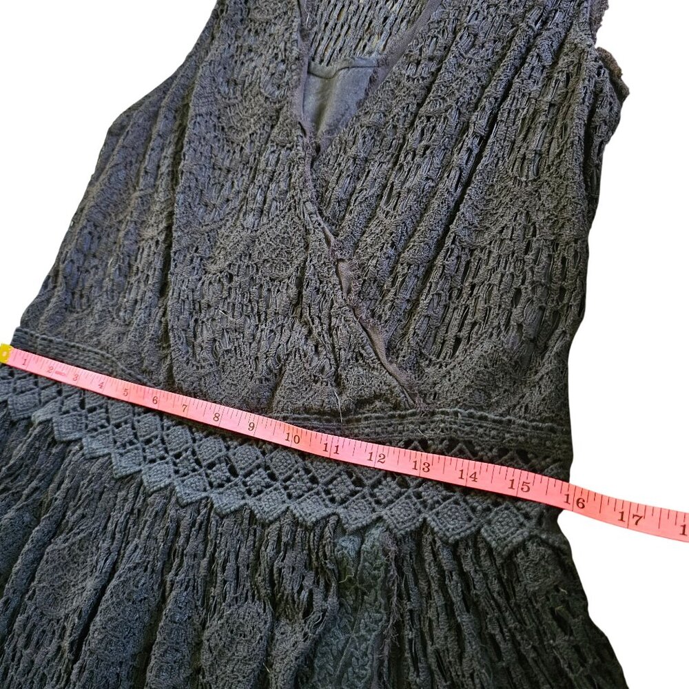 Free People Women's Black Crochet Sleeveless Dress With Inner Lining size XS - Picture 12 of 13
